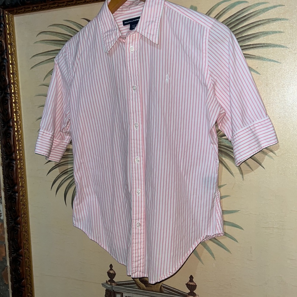 Ralph Lauren Blake Pink Striped Short Sleeve Button Down Shirt - Picture 4 of 5